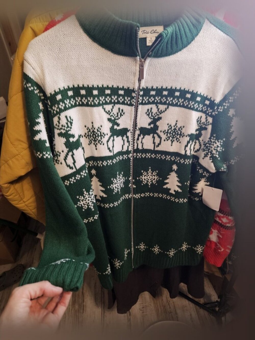 NWT Christmas Sweater Bundle Lot of 3 Reindeer Fair Isle Zip Up Crewneck Sz S